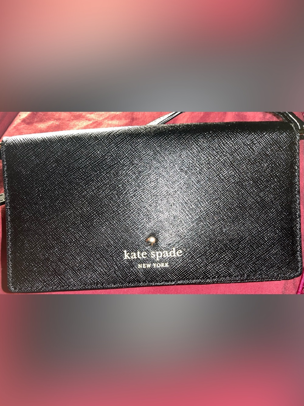 Kate Spade EUC Black Leather Crossbody Wallet with Removable Strap